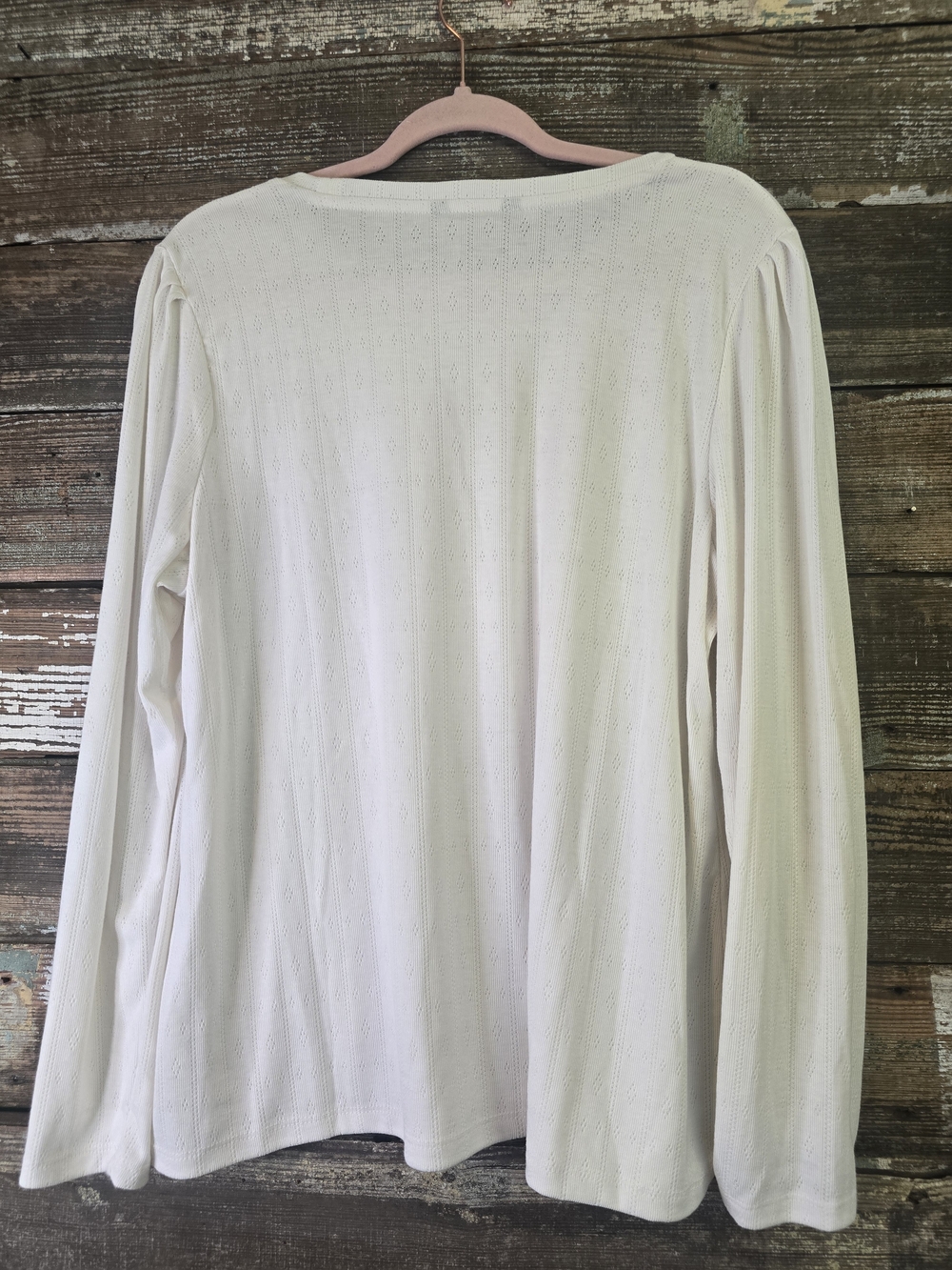 Well Worn Ivory Textured Long Sleeve Top – Farmhouse Casual - Picture 4 of 4